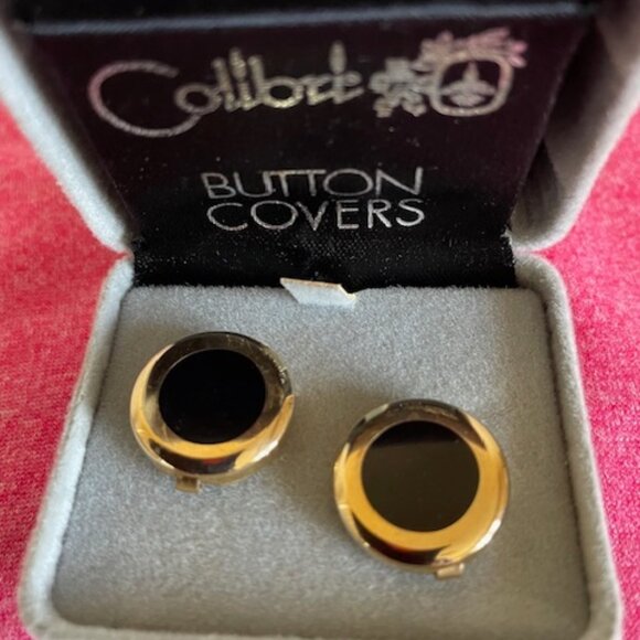 Colibri Gold and Black Button Covers VTG - Picture 1 of 7
